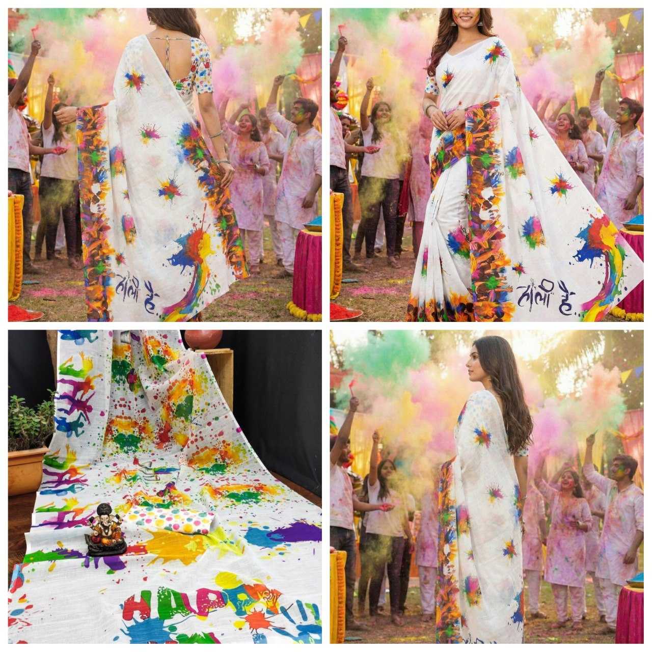 Ynf Linen RIN132 LILAN Sarees Festive Collections Wholesale Designer Sarees Printed Sarees Holi Collections Manufacturer- Kapda Export