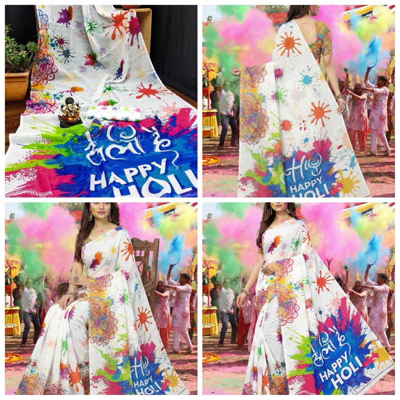 Ynf Linen RIN132 LILAN Sarees Festive Collections Wholesale Designer Sarees Printed Sarees Holi Collections Manufacturer- Kapda Export