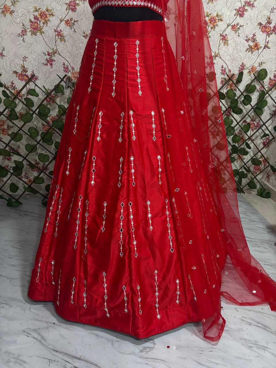 Ynf Malay Satin Silk KESH508 1119 Lehengas Wholesale Designer Lehenga Embroidered Lehenga Mirror Work Lehenga Manufacturer- Kapda Export