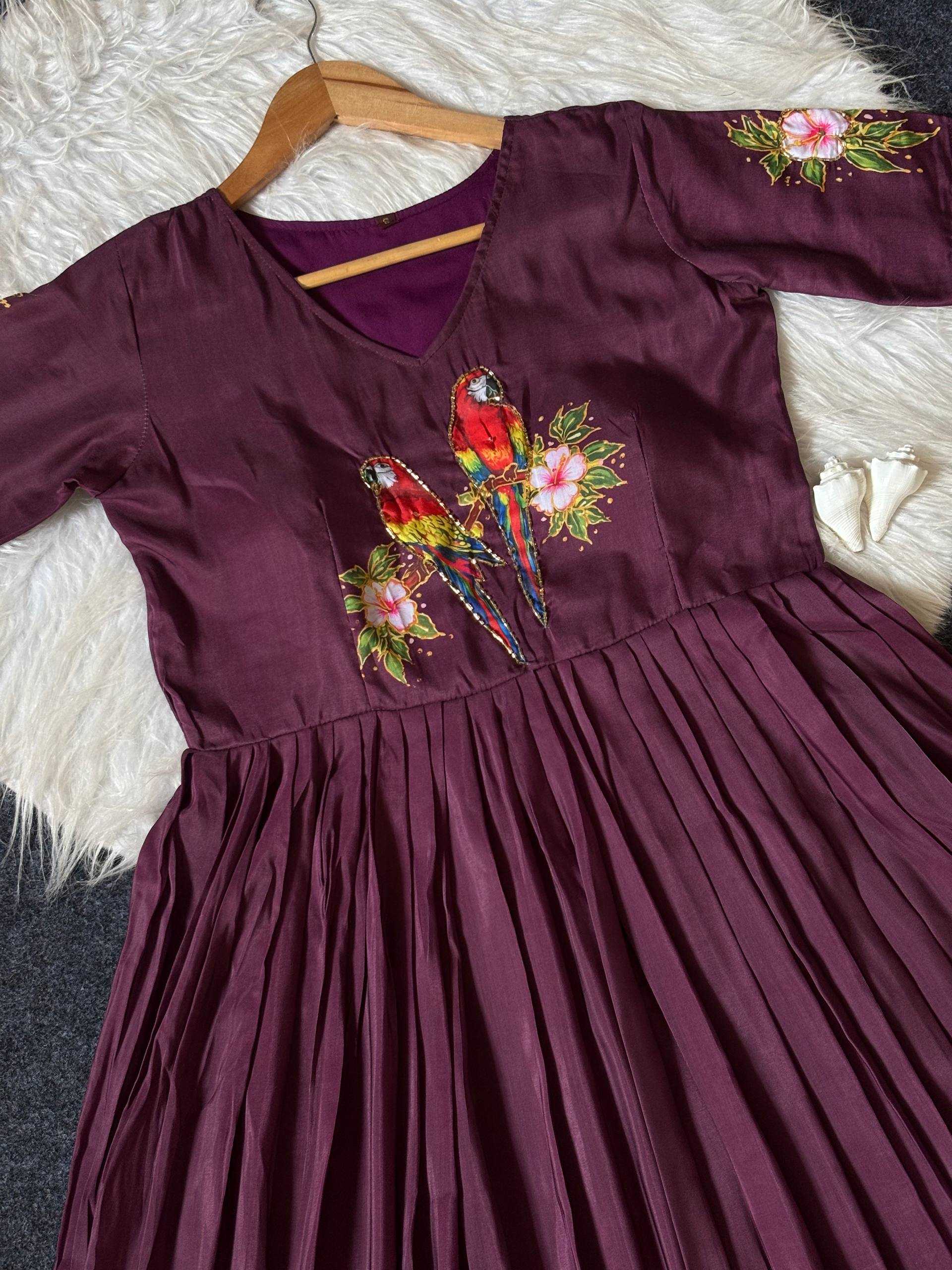 Ynf Maslin KESH485 123 Gowns Wholesale Printed Gowns Party Gowns Designer Gowns Manufacturer- Kapda Export