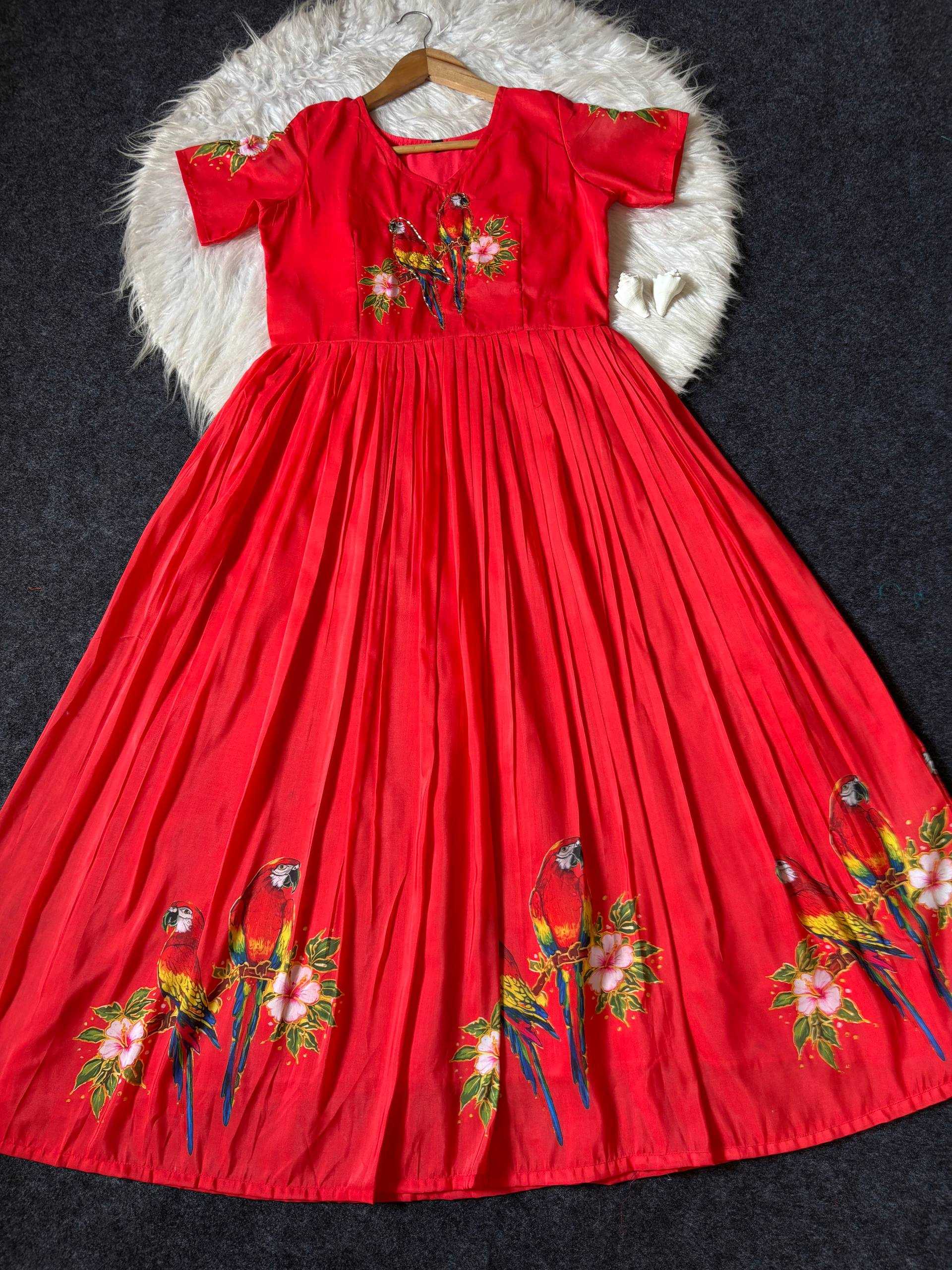 Ynf Maslin KESH485 123 Gowns Wholesale Printed Gowns Party Gowns Designer Gowns Manufacturer- Kapda Export