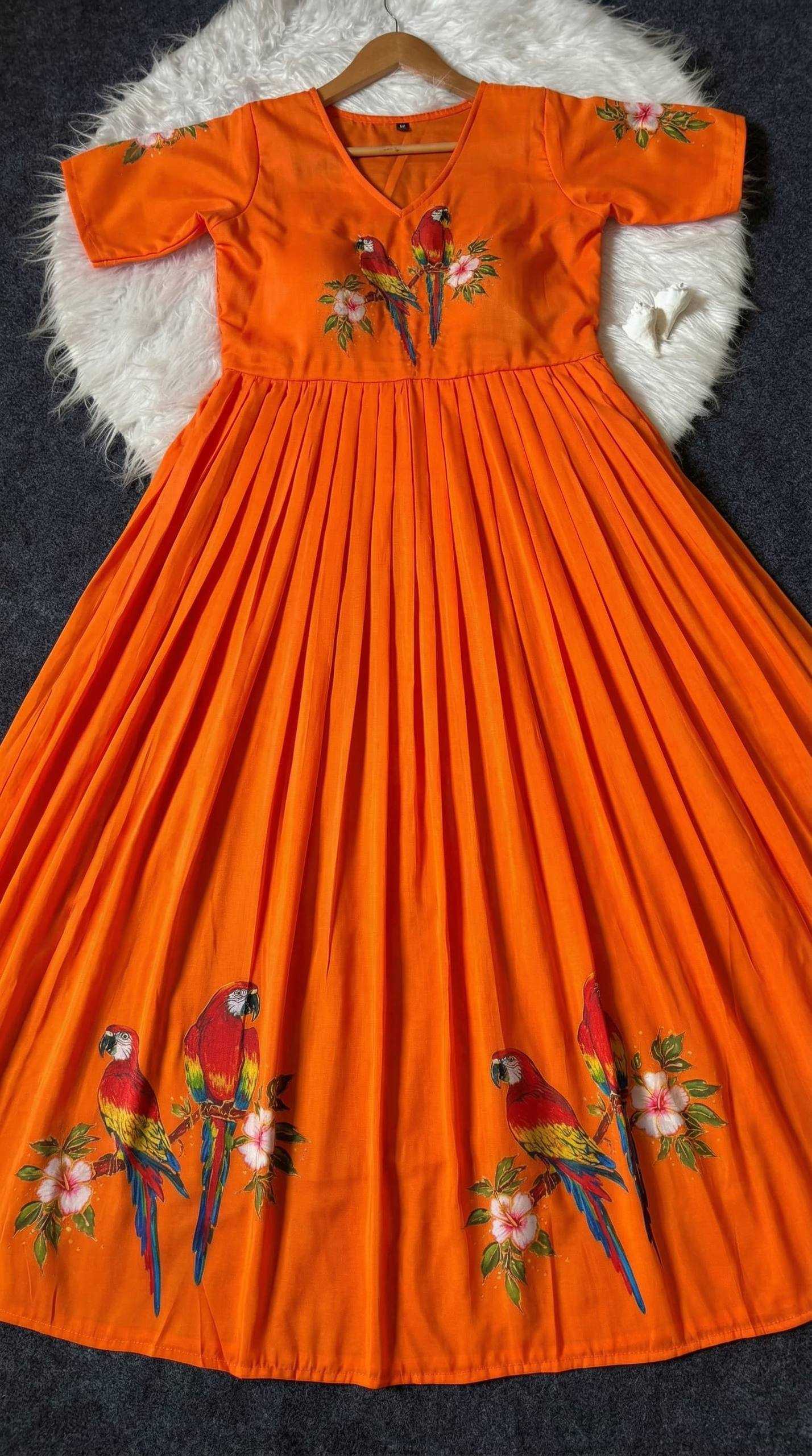 Ynf Maslin KESH485 123 Gowns Wholesale Printed Gowns Party Gowns Designer Gowns Manufacturer- Kapda Export