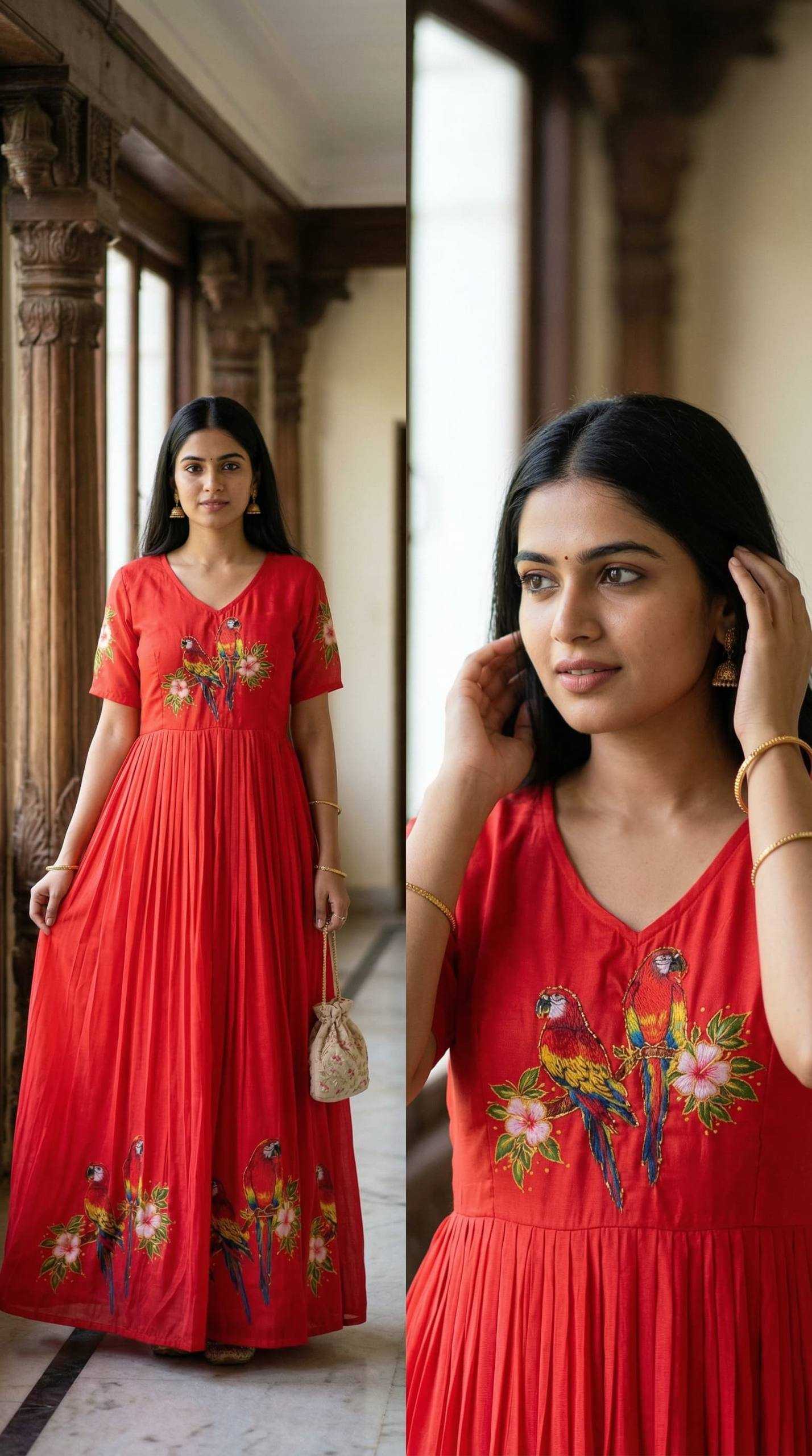 Ynf Maslin KESH485 123 Gowns Wholesale Printed Gowns Party Gowns Designer Gowns Manufacturer- Kapda Export