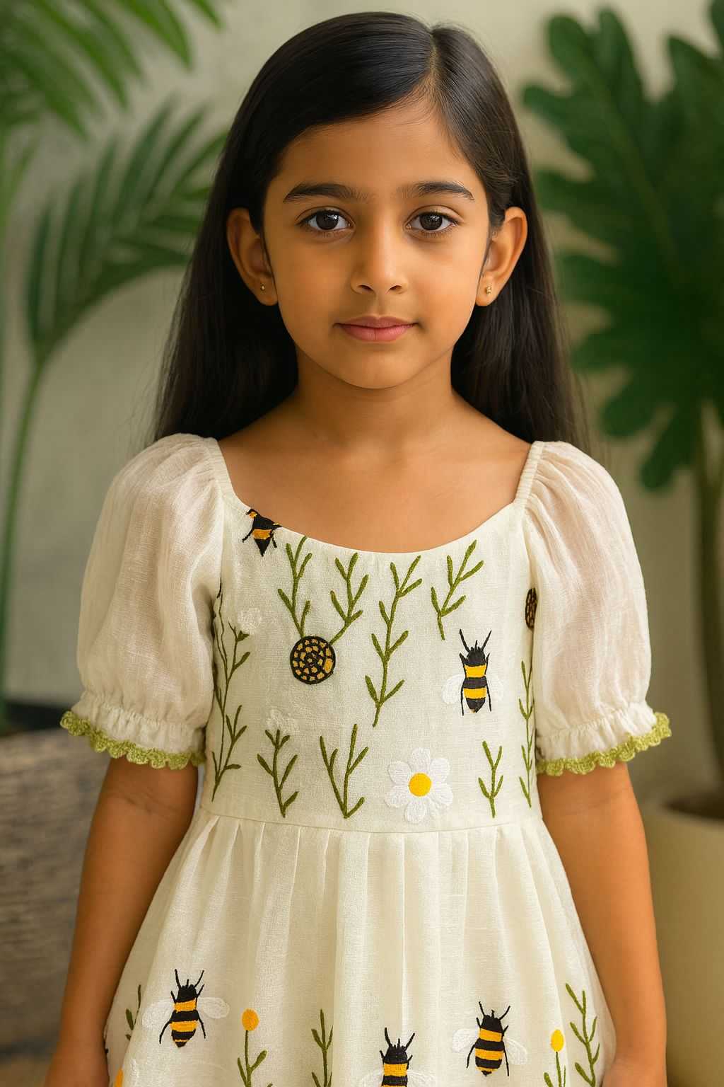Ynf Organza KESH249 Honeybee Kids Wear Wholesale Kids Gown Kids Ethnic Gowns Manufacturer- Kapda Export