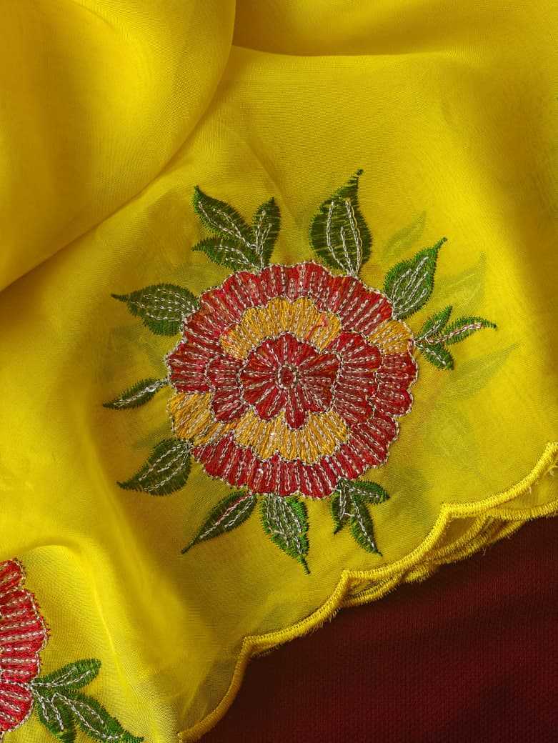 Ynf Organza KESH249 Savan Sarees Wholesale Organza Sarees Embroidered Sarees Yellow Sarees Manufacturer- Kapda Export