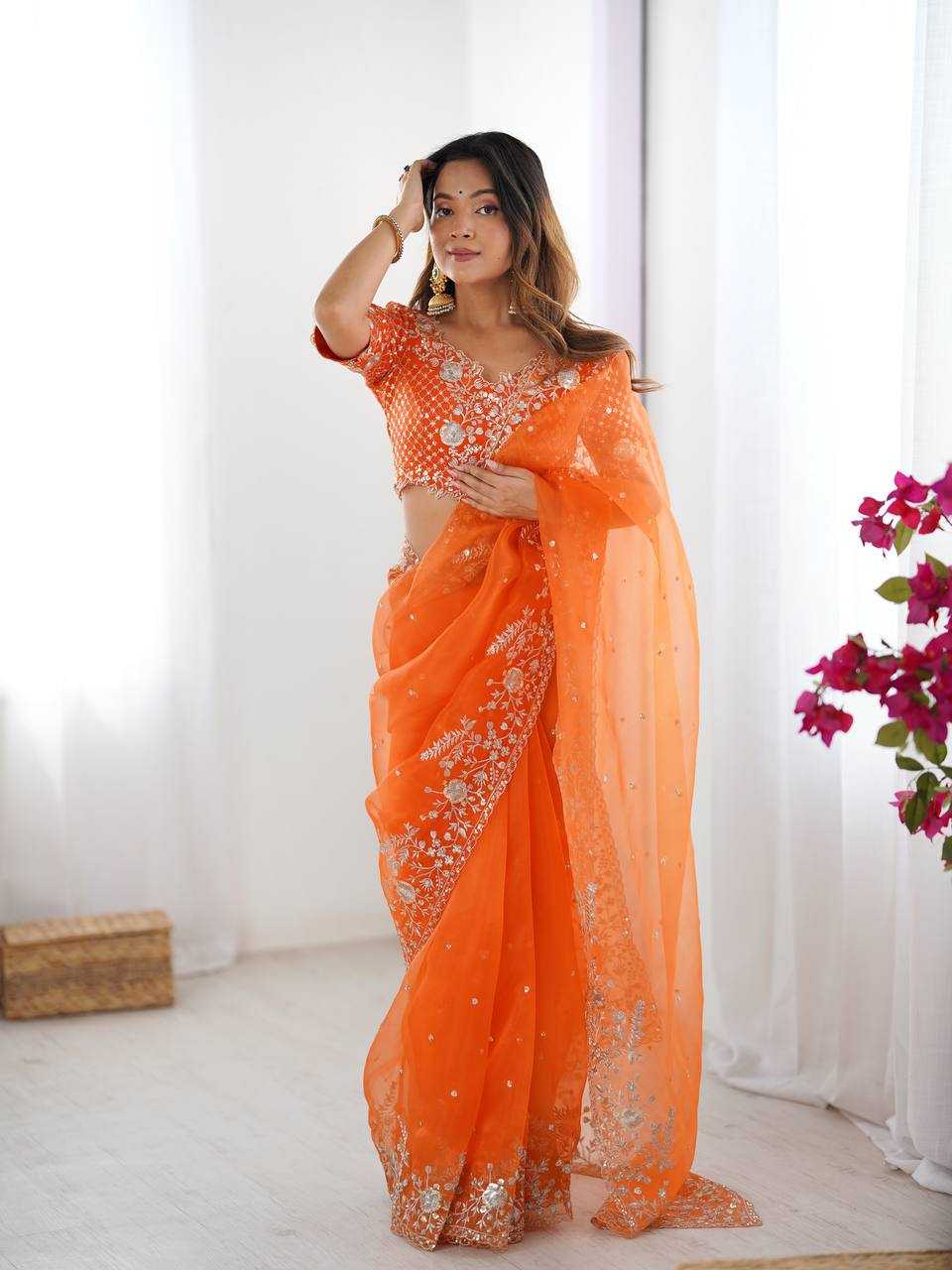 Ynf Organza RIN133 62 Sarees Wholesale Organza Sarees Sequin Sarees Embroidered Sarees Manufacturer- Kapda Export