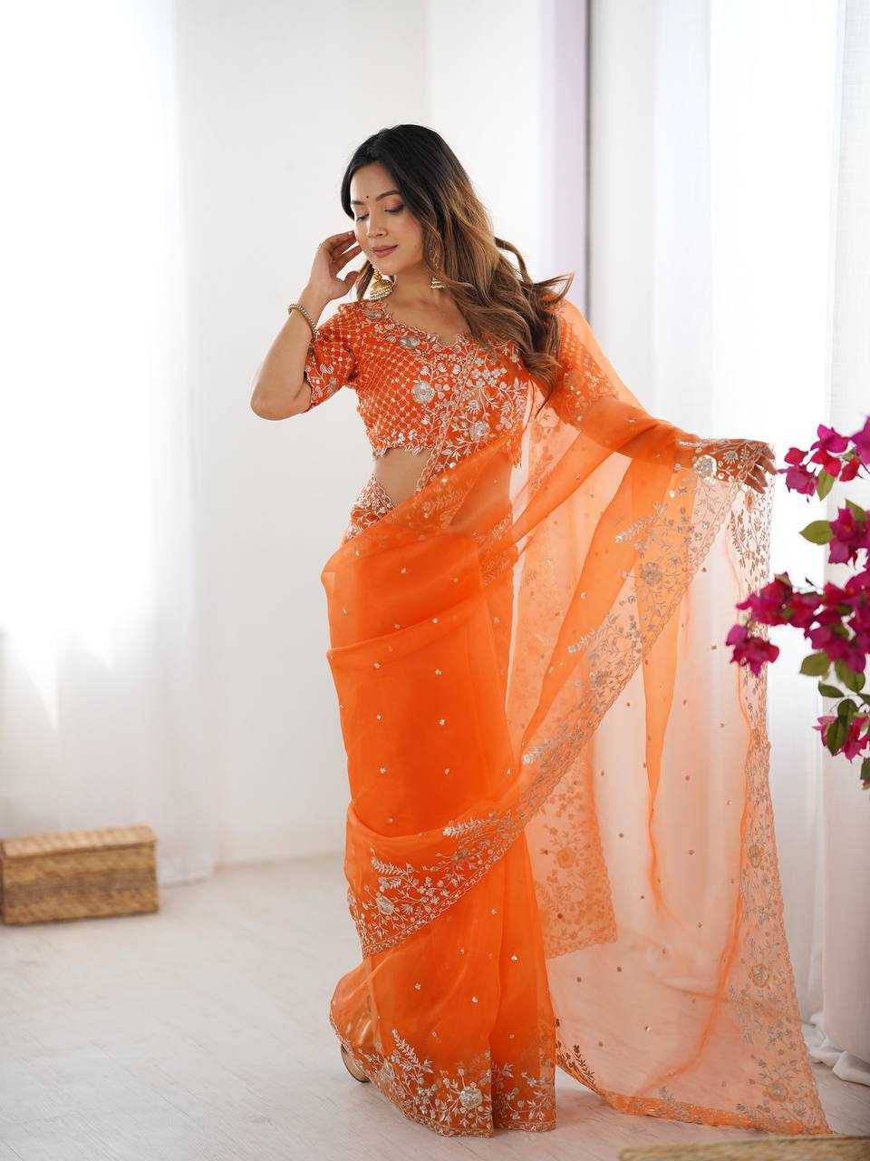 Ynf Organza RIN133 62 Sarees Wholesale Organza Sarees Sequin Sarees Embroidered Sarees Manufacturer- Kapda Export