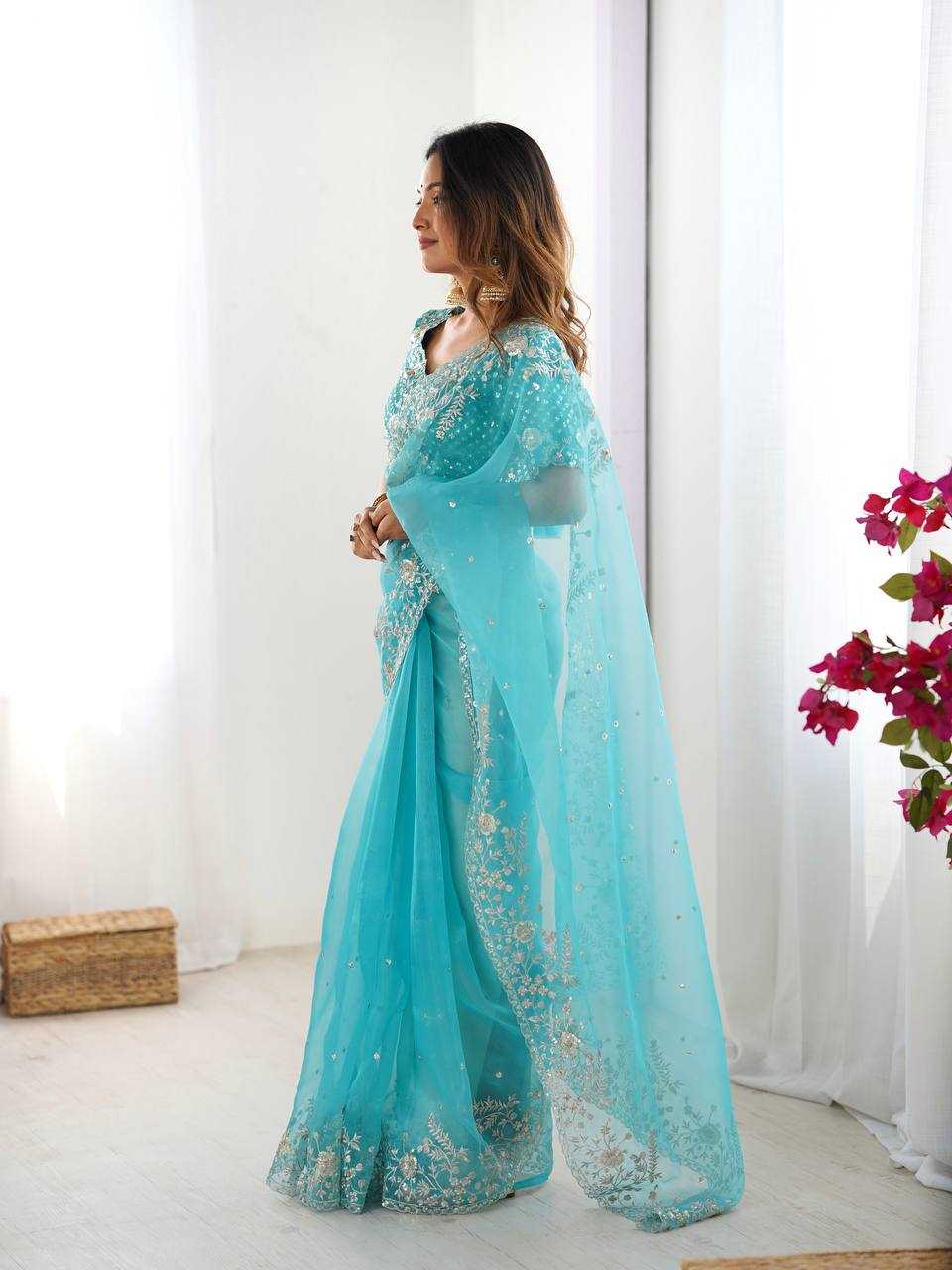 Ynf Organza RIN133 62 Sarees Wholesale Organza Sarees Sequin Sarees Embroidered Sarees Manufacturer- Kapda Export