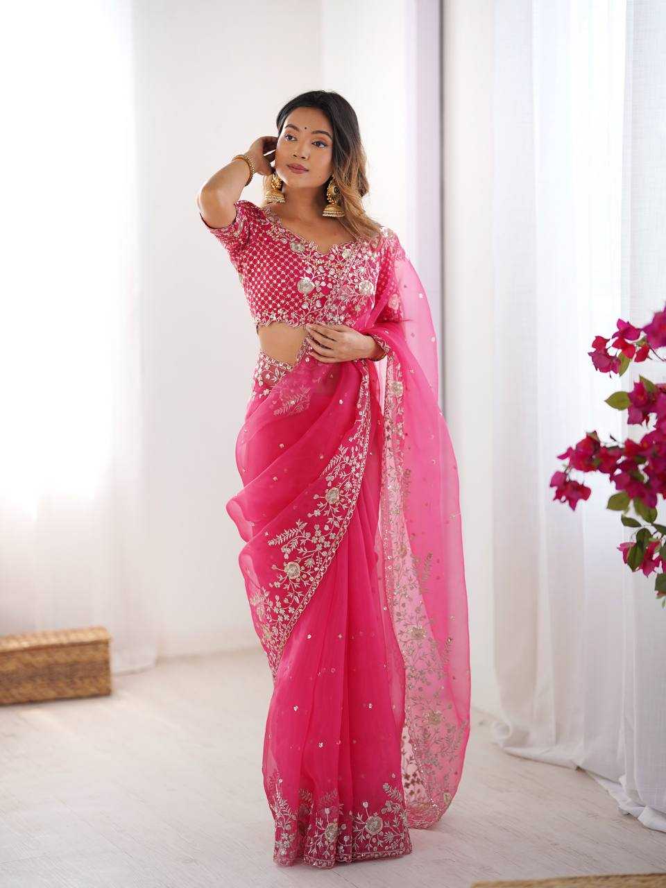 Ynf Organza RIN133 62 Sarees Wholesale Organza Sarees Sequin Sarees Embroidered Sarees Manufacturer- Kapda Export