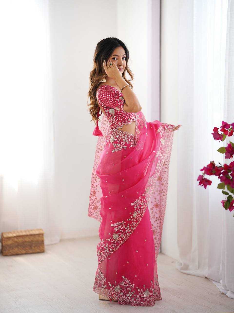 Ynf Organza RIN133 62 Sarees Wholesale Organza Sarees Sequin Sarees Embroidered Sarees Manufacturer- Kapda Export