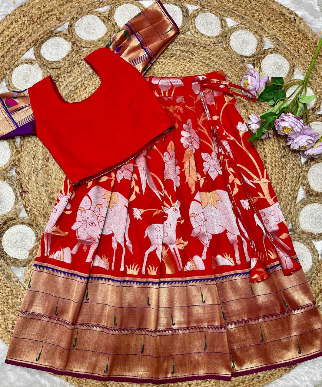 Ynf Paithani Silk KESH685 129 Kids Wear Festive Collections Wholesale Kids Lehenga Kids Lehenga Choli Baby Girl Lehenga Manufacturer- Kapda Export