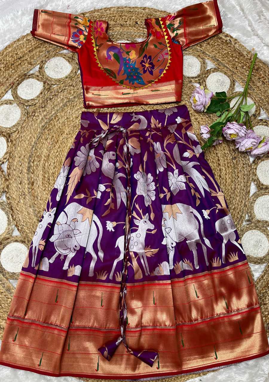 Ynf Paithani Silk KESH685 129 Kids Wear Festive Collections Wholesale Kids Lehenga Kids Lehenga Choli Baby Girl Lehenga Manufacturer- Kapda Export