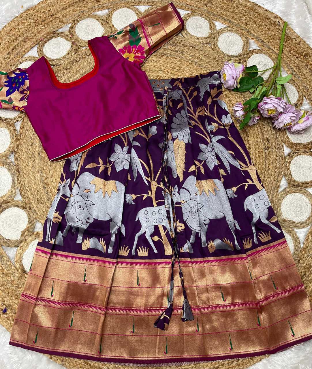 Ynf Paithani Silk KESH685 129 Kids Wear Festive Collections Wholesale Kids Lehenga Kids Lehenga Choli Baby Girl Lehenga Manufacturer- Kapda Export