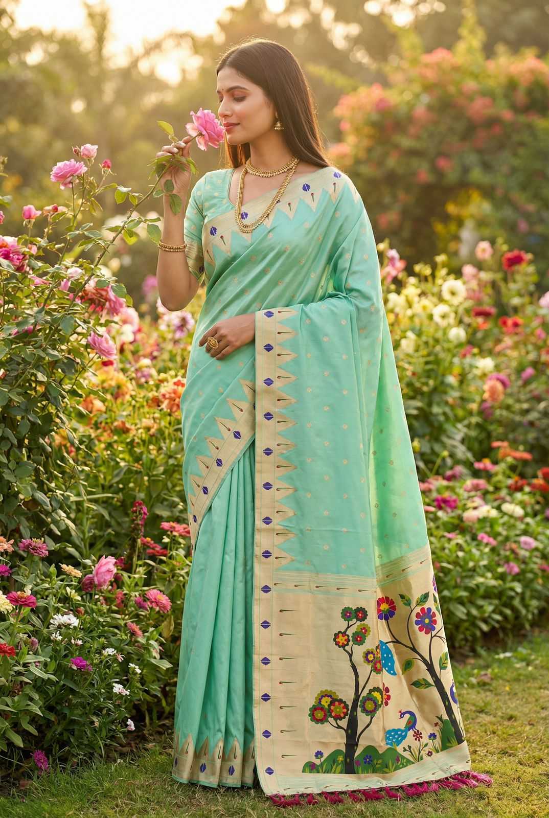 Ynf Paithani Silk KESH700 Sindoor Paithani Silk Sarees Wholesale Paithani Sarees Soft Silk Sarees Designer Silk Sarees Manufacturer- Kapda Export