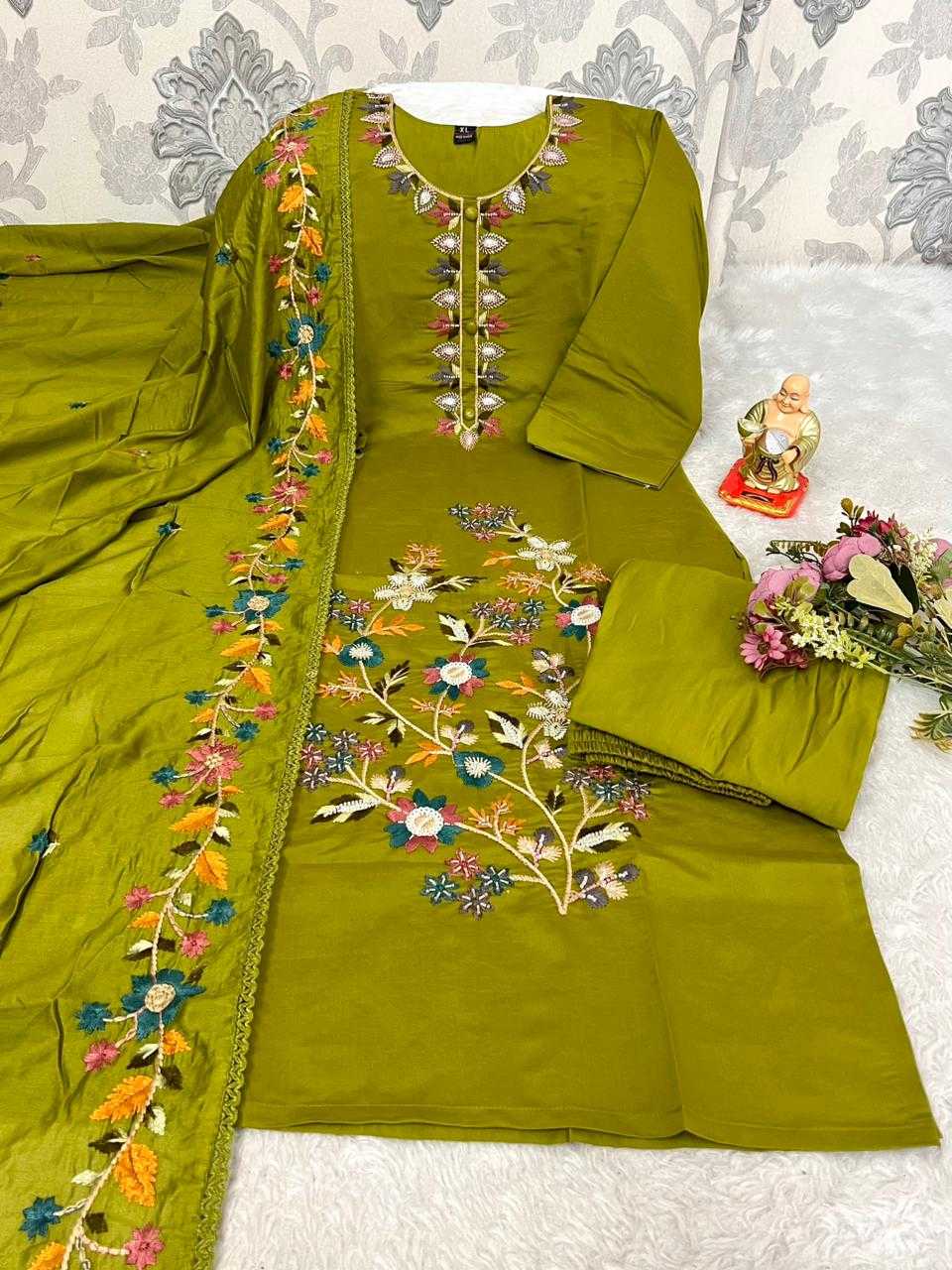 Ynf Premium Roman Silk KESH594 Anvitha Kurti Plus Size Collections Wholesale Designer Kurtis Embroidered Kurtis Silk Kurtis Manufacturer- Kapda Export