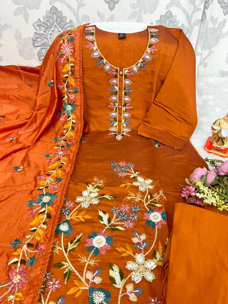 Ynf Premium Roman Silk KESH594 Anvitha Kurti Plus Size Collections Wholesale Designer Kurtis Embroidered Kurtis Silk Kurtis Manufacturer- Kapda Export