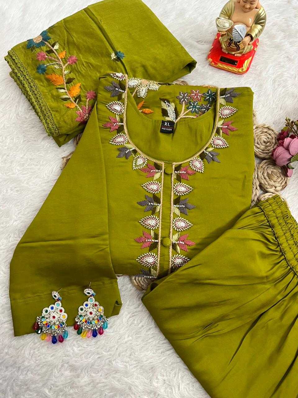 Ynf Premium Roman Silk KESH594 Anvitha Kurti Plus Size Collections Wholesale Designer Kurtis Embroidered Kurtis Silk Kurtis Manufacturer- Kapda Export