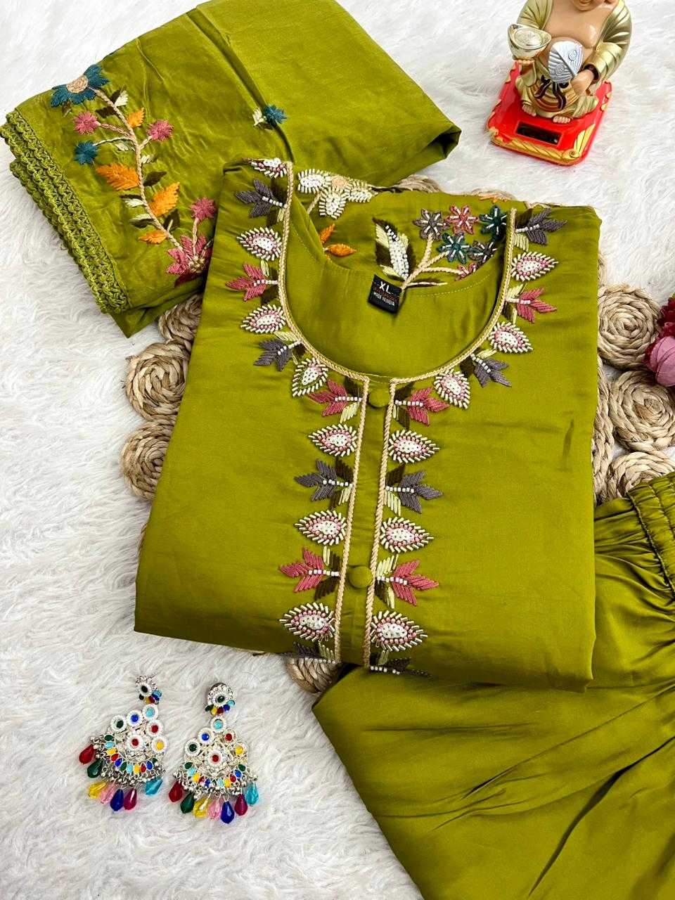 Ynf Premium Roman Silk KESH594 Anvitha Kurti Plus Size Collections Wholesale Designer Kurtis Embroidered Kurtis Silk Kurtis Manufacturer- Kapda Export