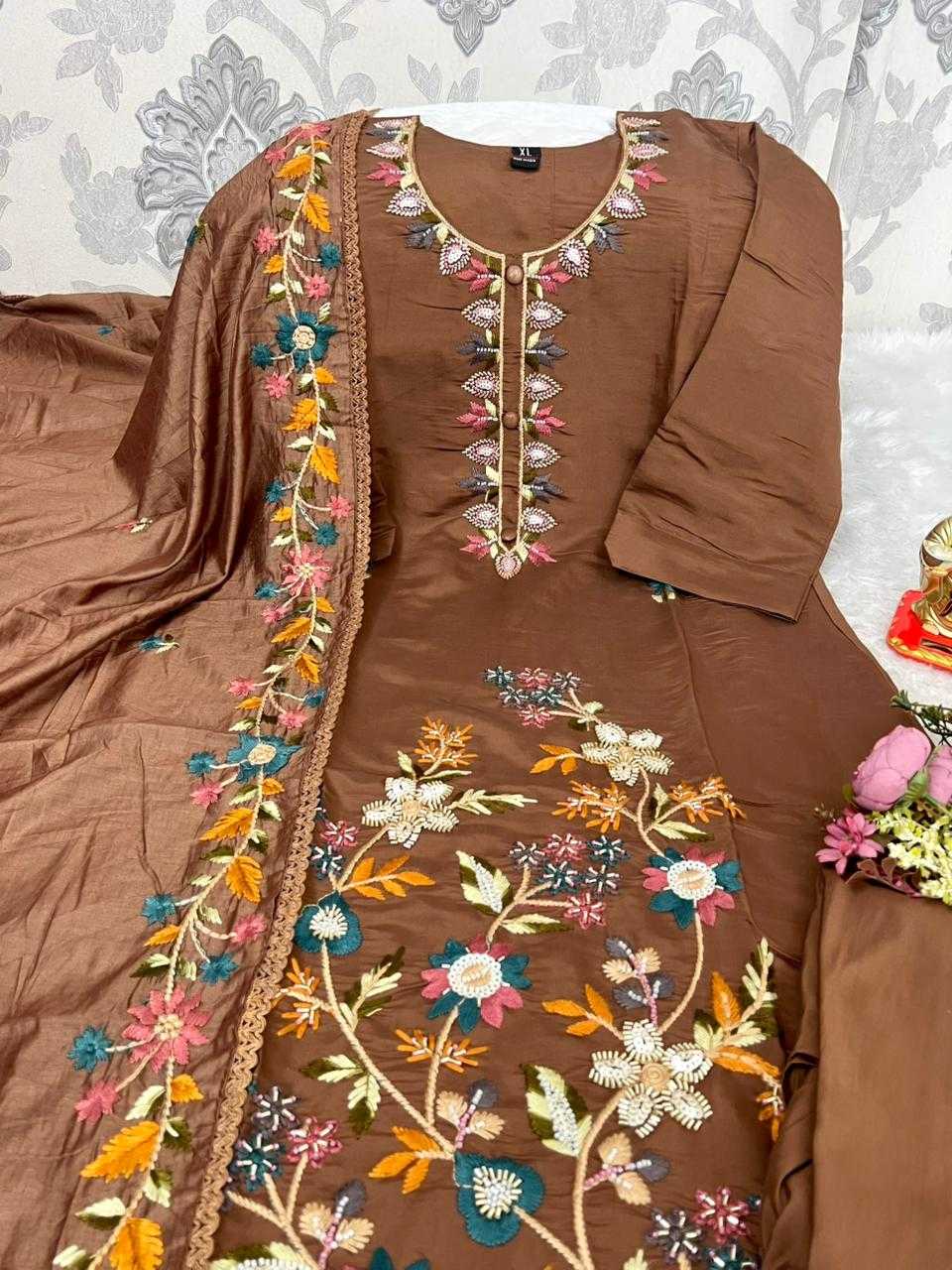 Ynf Premium Roman Silk KESH594 Anvitha Kurti Plus Size Collections Wholesale Designer Kurtis Embroidered Kurtis Silk Kurtis Manufacturer- Kapda Export
