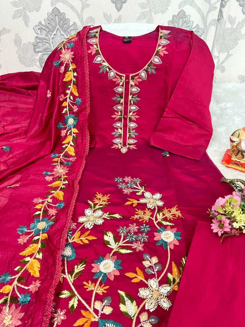 Ynf Premium Roman Silk KESH594 Anvitha Kurti Plus Size Collections Wholesale Designer Kurtis Embroidered Kurtis Silk Kurtis Manufacturer- Kapda Export