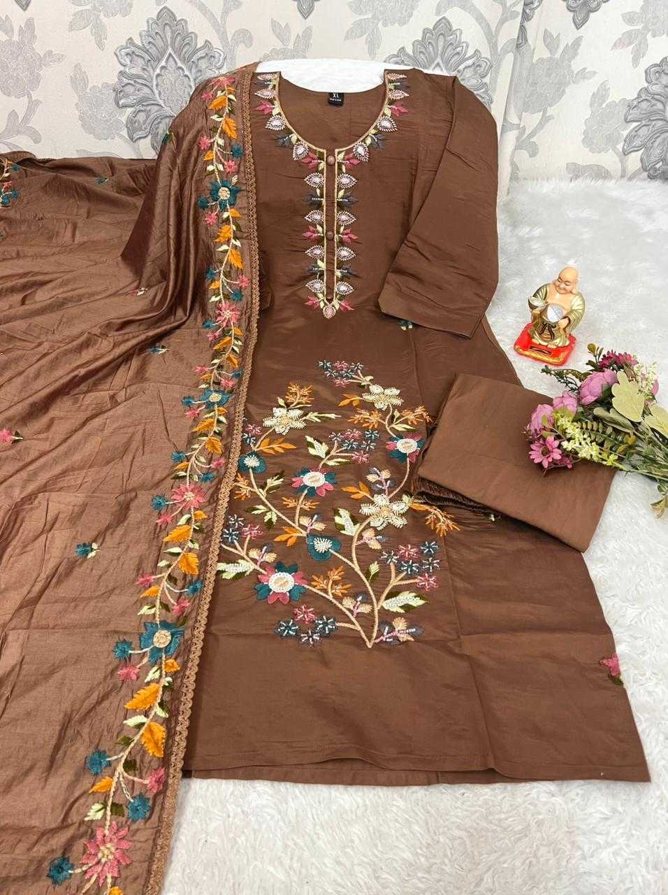 Ynf Premium Roman Silk KESH594 Anvitha Kurti Plus Size Collections Wholesale Designer Kurtis Embroidered Kurtis Silk Kurtis Manufacturer- Kapda Export