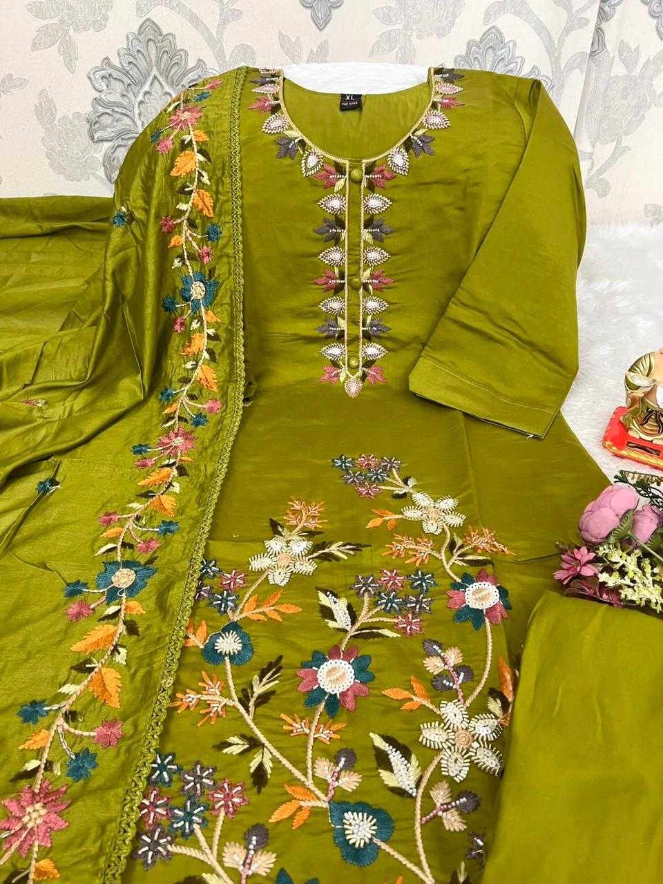 Ynf Premium Roman Silk KESH594 Anvitha Kurti Plus Size Collections Wholesale Designer Kurtis Embroidered Kurtis Silk Kurtis Manufacturer- Kapda Export