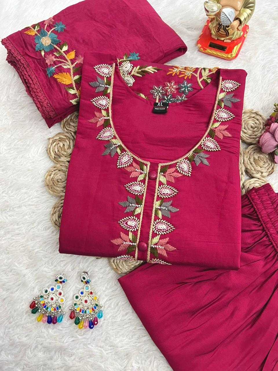 Ynf Premium Roman Silk KESH594 Anvitha Kurti Plus Size Collections Wholesale Designer Kurtis Embroidered Kurtis Silk Kurtis Manufacturer- Kapda Export