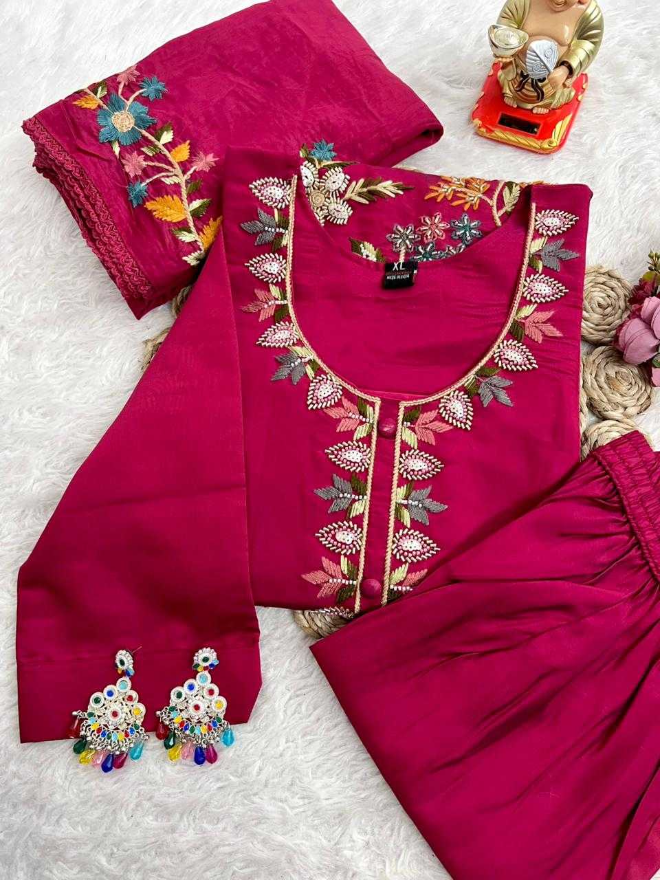 Ynf Premium Roman Silk KESH594 Anvitha Kurti Plus Size Collections Wholesale Designer Kurtis Embroidered Kurtis Silk Kurtis Manufacturer- Kapda Export