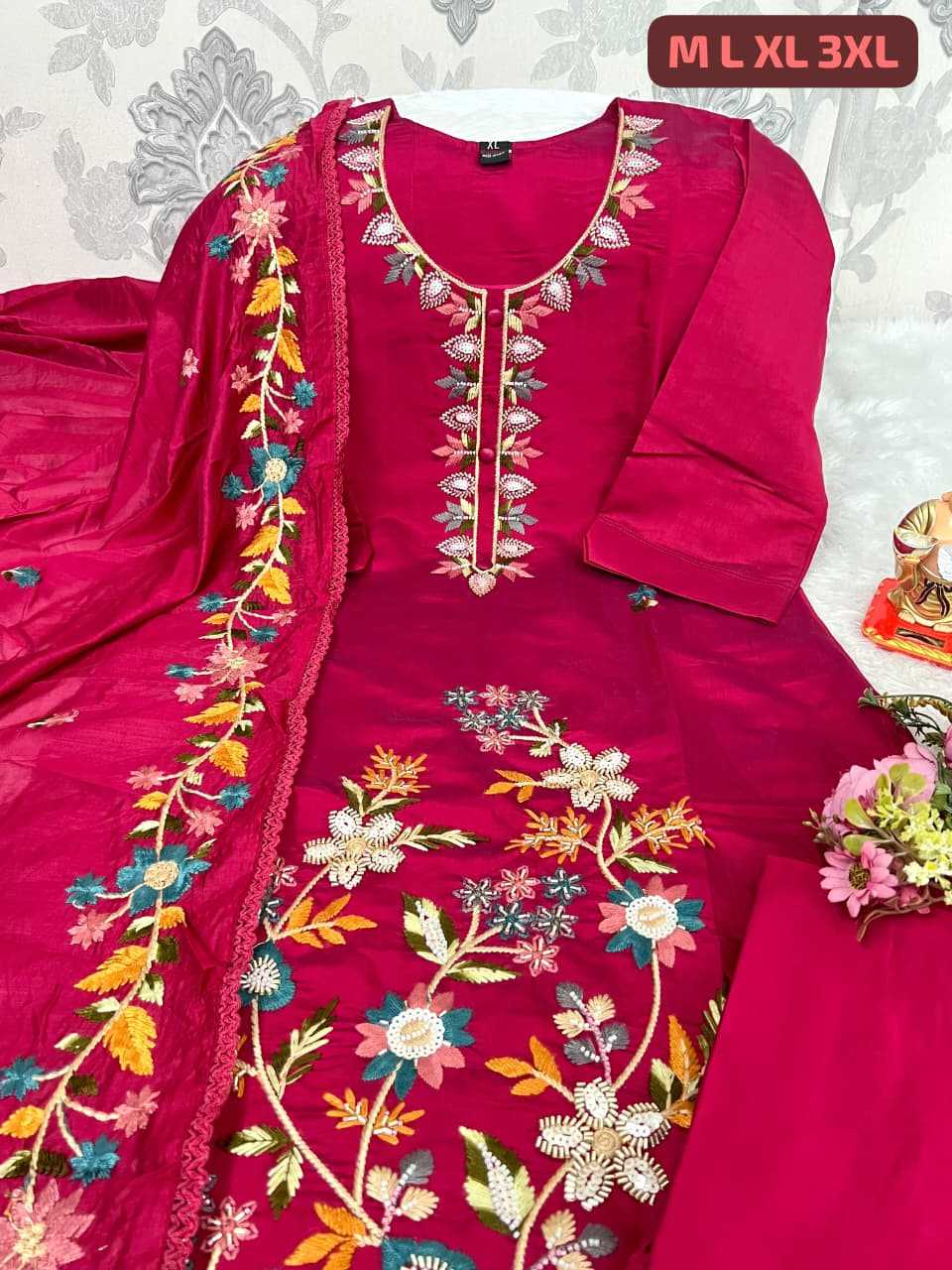 Ynf Premium Roman Silk KESH594 Arzisha Kurti Plus Size Collections Wholesale Embroidered Kurtis Silk Kurtis Kurti With Pants Manufacturer- Kapda Export