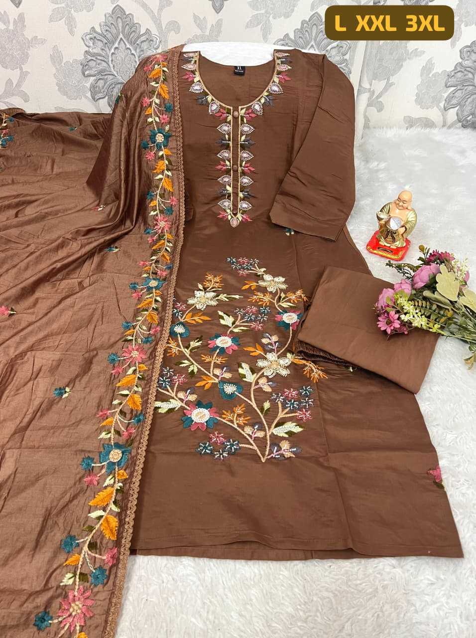 Ynf Premium Roman Silk KESH594 Arzisha Kurti Plus Size Collections Wholesale Embroidered Kurtis Silk Kurtis Kurti With Pants Manufacturer- Kapda Export