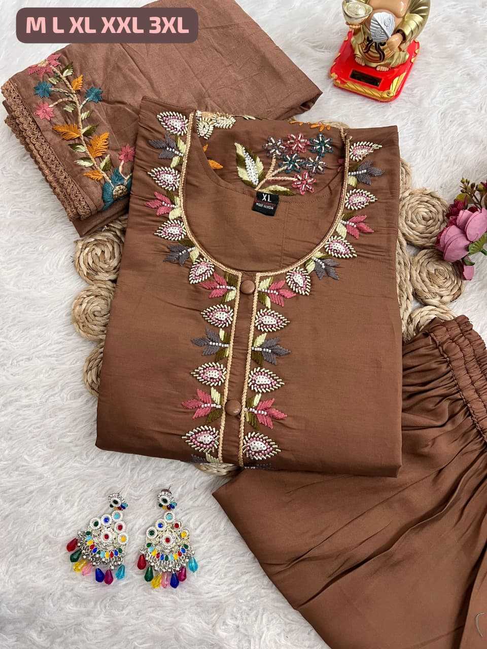 Ynf Premium Roman Silk KESH594 Rashi Kurti Plus Size Collections Wholesale Embroidered Kurtis Silk Kurtis Kurti With Pants Manufacturer- Kapda Export