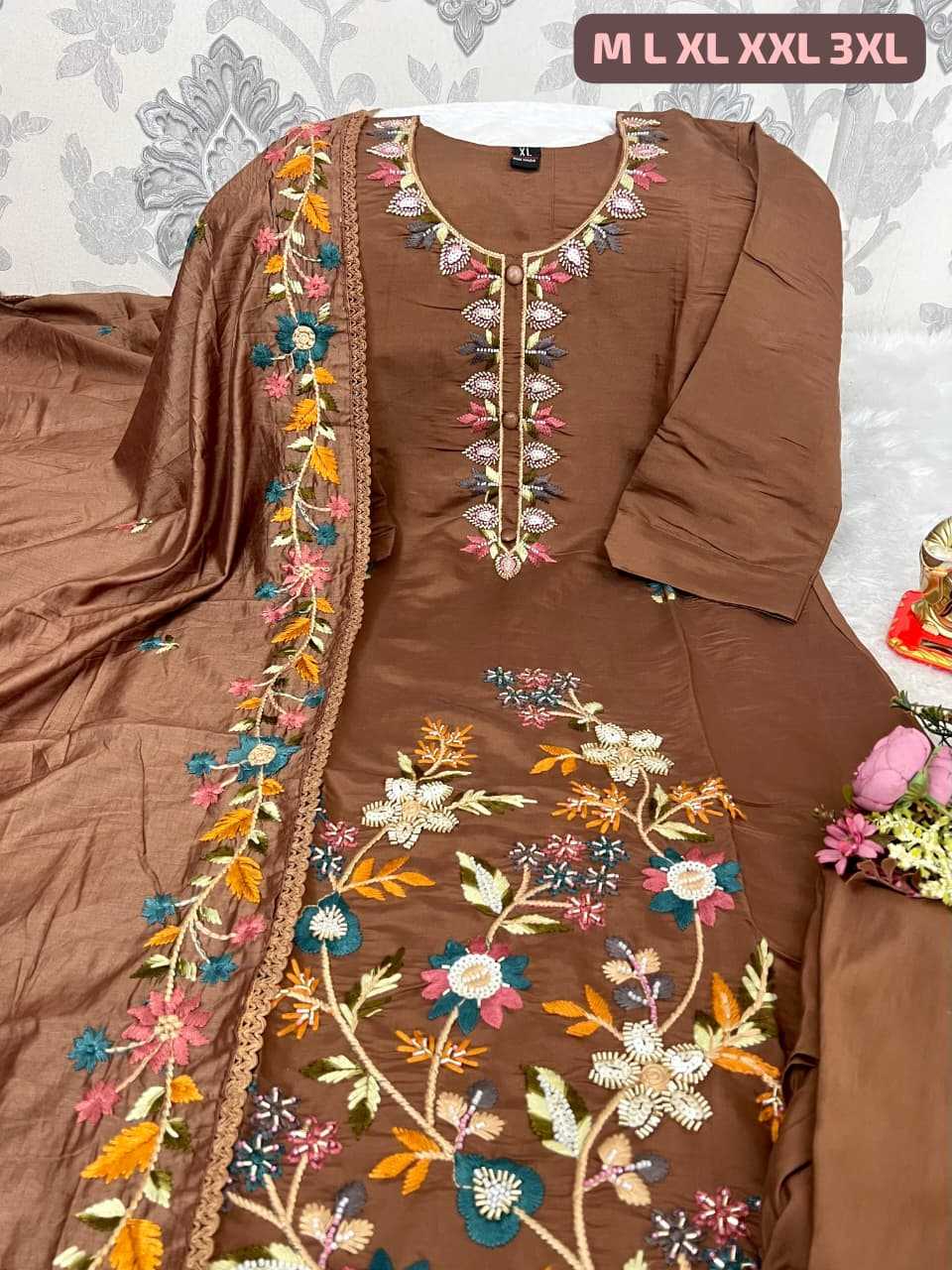 Ynf Premium Roman Silk KESH594 Rashi Kurti Plus Size Collections Wholesale Embroidered Kurtis Silk Kurtis Kurti With Pants Manufacturer- Kapda Export