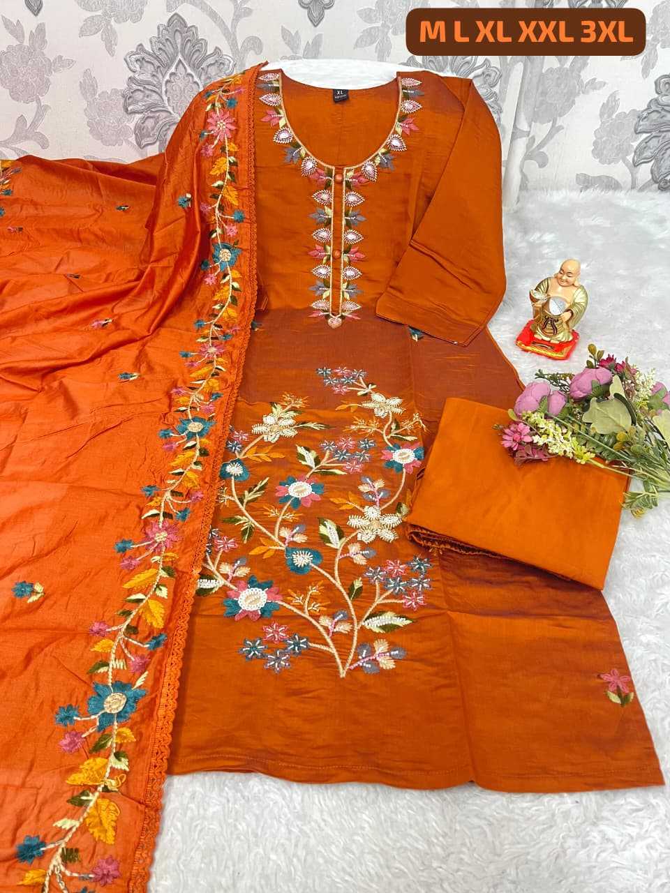 Ynf Premium Roman Silk KESH594 Rashi Kurti Plus Size Collections Wholesale Embroidered Kurtis Silk Kurtis Kurti With Pants Manufacturer- Kapda Export