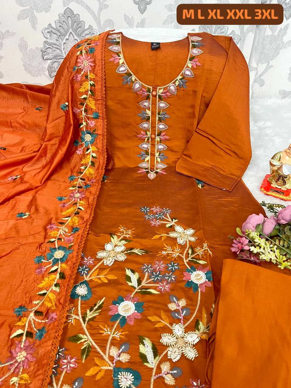 Ynf Premium Roman Silk KESH594 Rashi Kurti Plus Size Collections Wholesale Embroidered Kurtis Silk Kurtis Kurti With Pants Manufacturer- Kapda Export