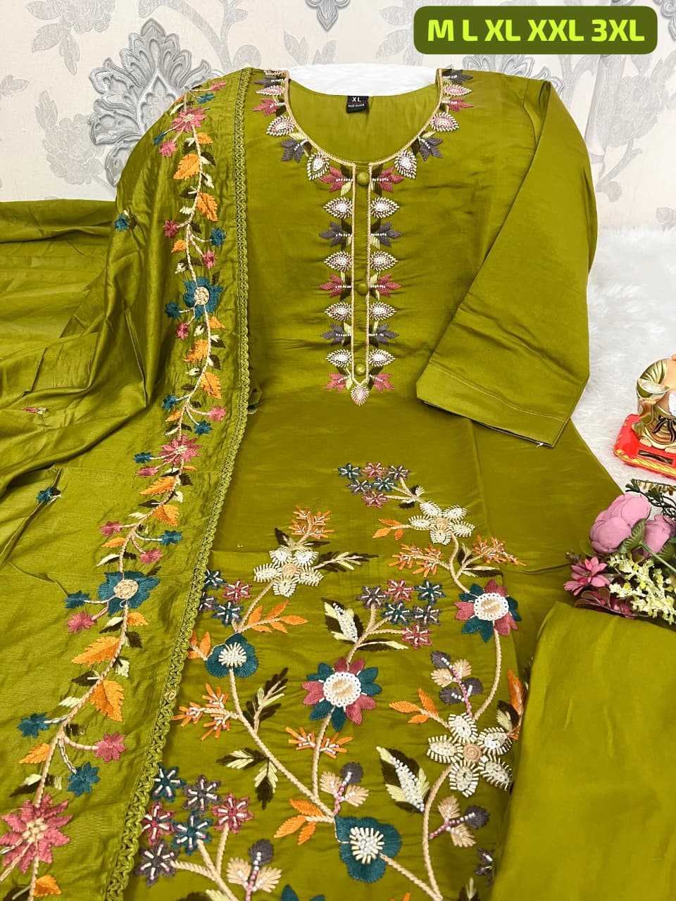 Ynf Premium Roman Silk KESH594 Rashi Kurti Plus Size Collections Wholesale Embroidered Kurtis Silk Kurtis Kurti With Pants Manufacturer- Kapda Export