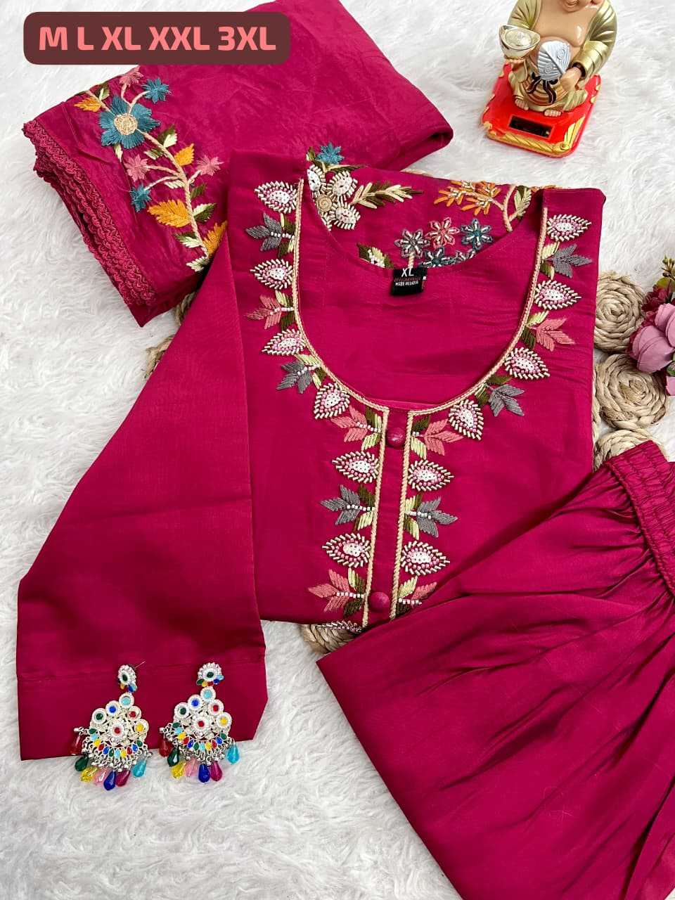 Ynf Premium Roman Silk KESH594 Rashi Kurti Plus Size Collections Wholesale Embroidered Kurtis Silk Kurtis Kurti With Pants Manufacturer- Kapda Export