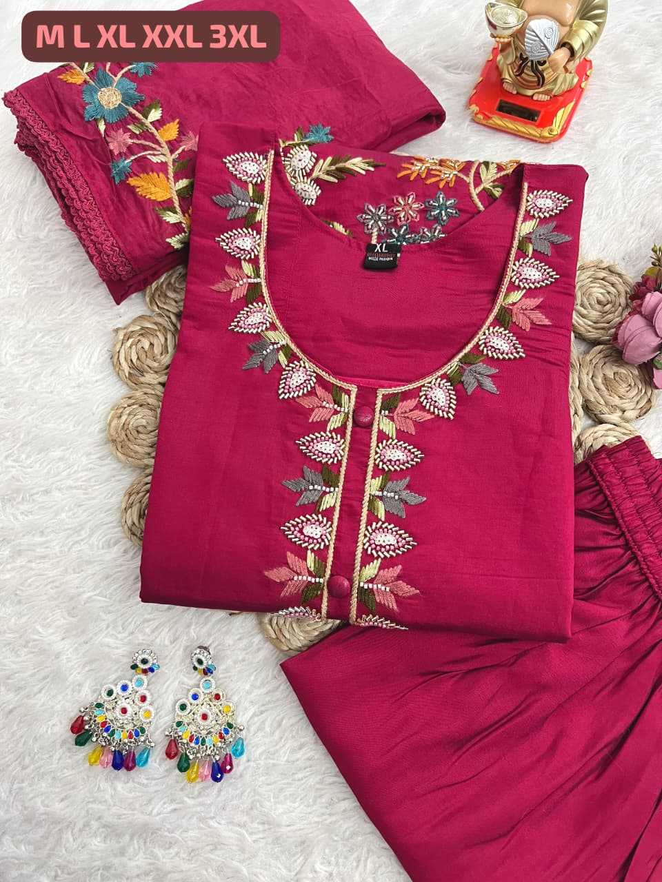 Ynf Premium Roman Silk KESH594 Rashi Kurti Plus Size Collections Wholesale Embroidered Kurtis Silk Kurtis Kurti With Pants Manufacturer- Kapda Export
