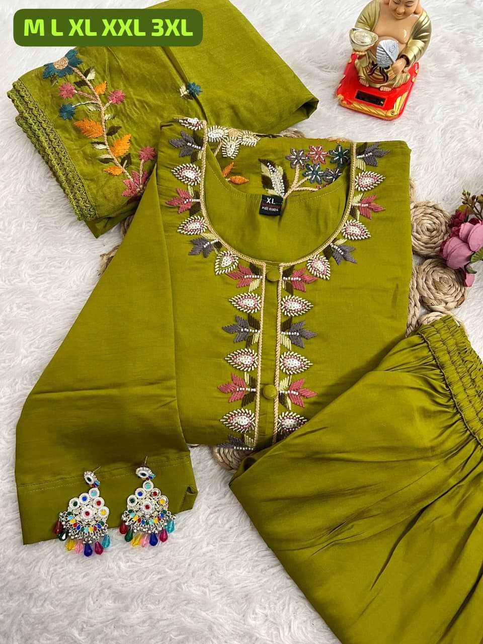 Ynf Premium Roman Silk KESH594 Rashi Kurti Plus Size Collections Wholesale Embroidered Kurtis Silk Kurtis Kurti With Pants Manufacturer- Kapda Export
