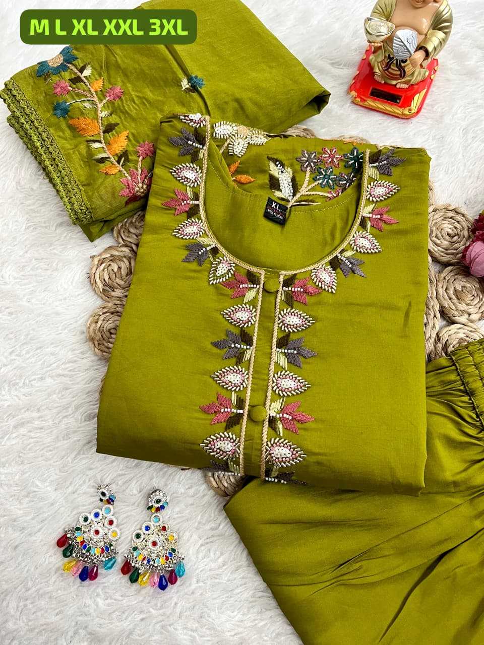 Ynf Premium Roman Silk KESH594 Rashi Kurti Plus Size Collections Wholesale Embroidered Kurtis Silk Kurtis Kurti With Pants Manufacturer- Kapda Export