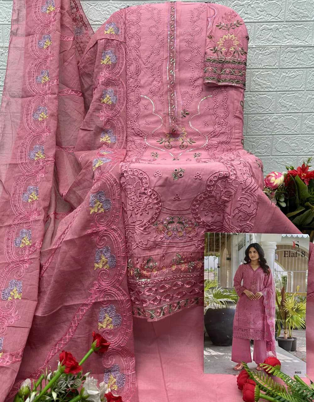 Ynf Pure Cotton KESH677 Elaf Luxury Lawn 8001-06 Suits & Dresses Islamic Clothing Festive Collections Wholesale Pakistani Suits Unstitched Suits Eid Collections Manufacturer- Kapda Export