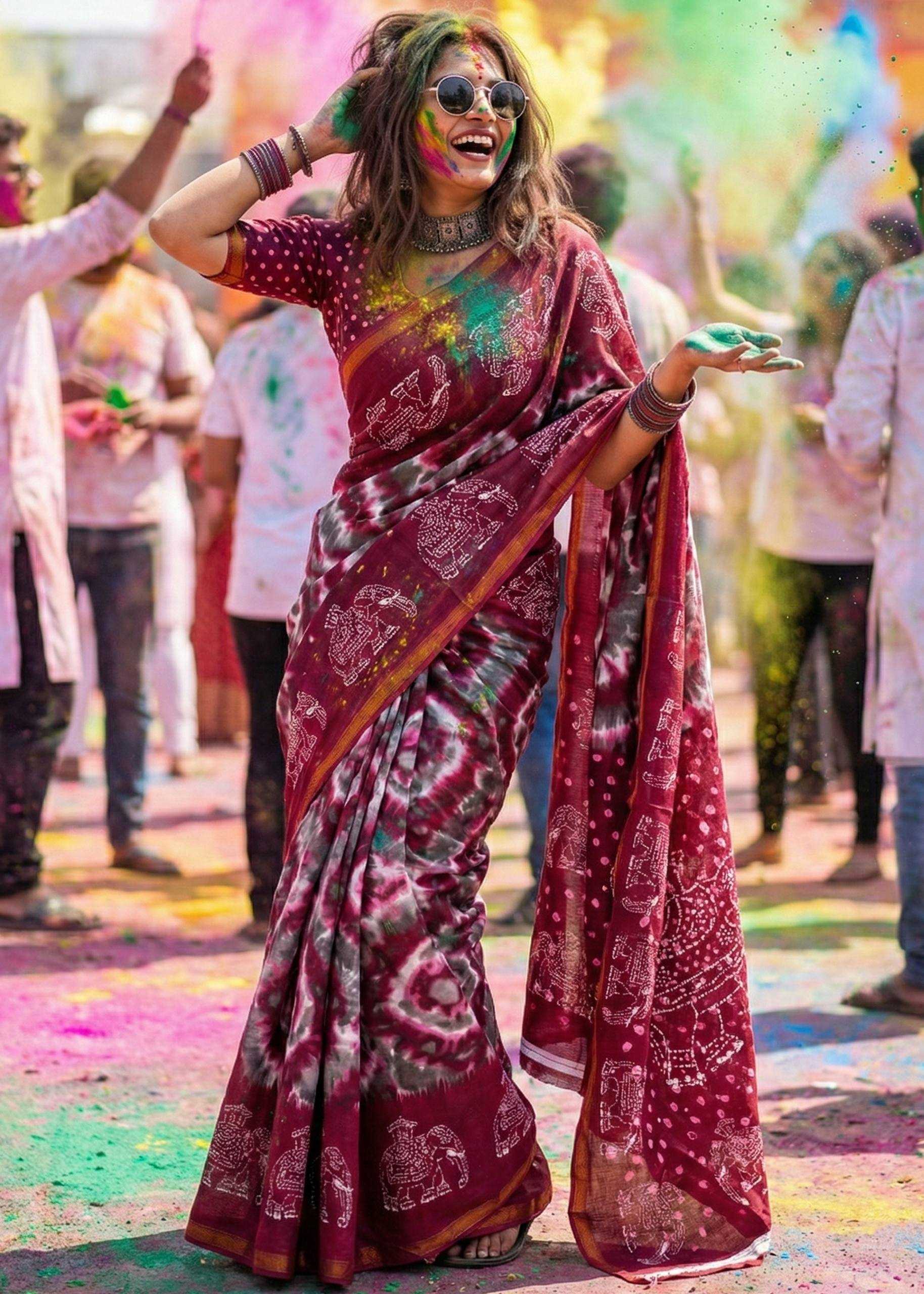 Ynf Pure Maslin Silk RIN229 Maslin Sarees Festive Collections Wholesale Printed Sarees Zari Border Sarees Holi Collections Manufacturer- Kapda Export