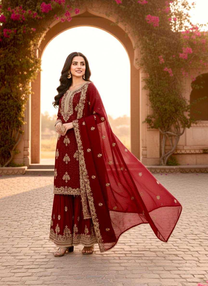 Ynf Pure Silk KESH141 219 Suits & Dresses Wholesale Embroidery Suits Palazzo Suit Designer Suits Manufacturer- Kapda Export