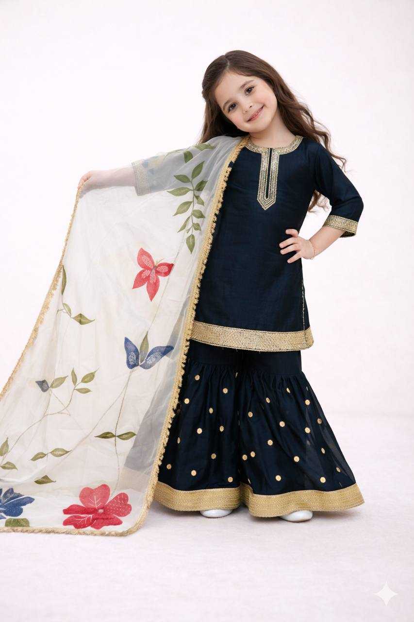 Ynf Pure Silk KESH415 243 Kids Wear Wholesale Kids Sharara Kids Designer Frock Kids Party Wear Ethnic Manufacturer- Kapda Export