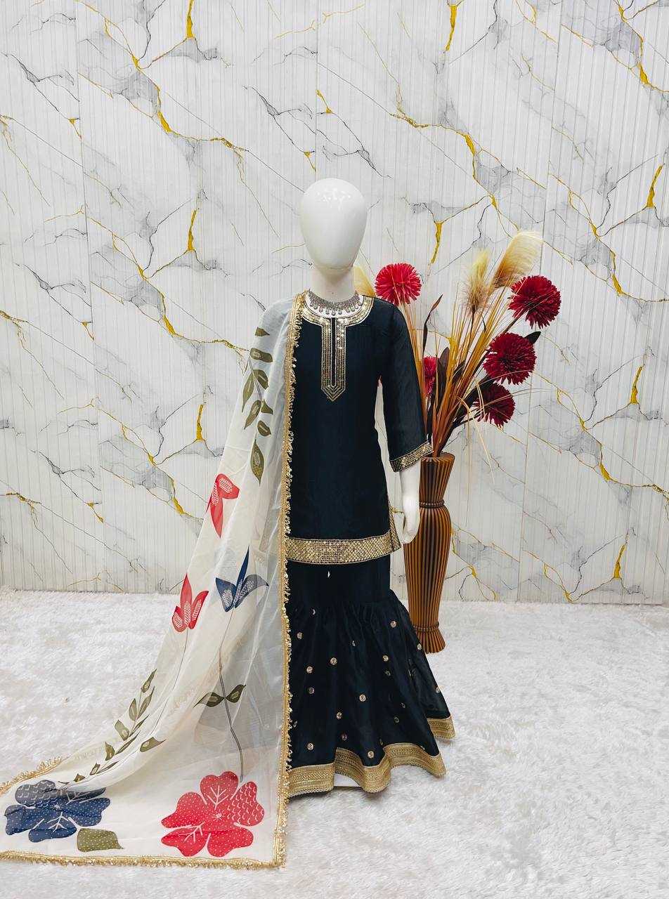 Ynf Pure Silk KESH415 243 Kids Wear Wholesale Kids Sharara Kids Designer Frock Kids Party Wear Ethnic Manufacturer- Kapda Export