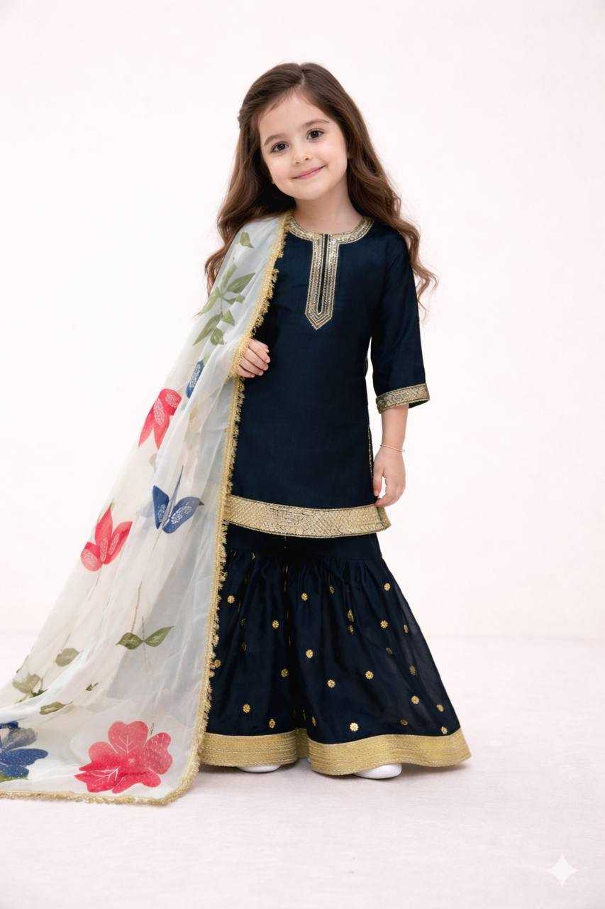 Ynf Pure Silk KESH415 243 Kids Wear Wholesale Kids Sharara Kids Designer Frock Kids Party Wear Ethnic Manufacturer- Kapda Export