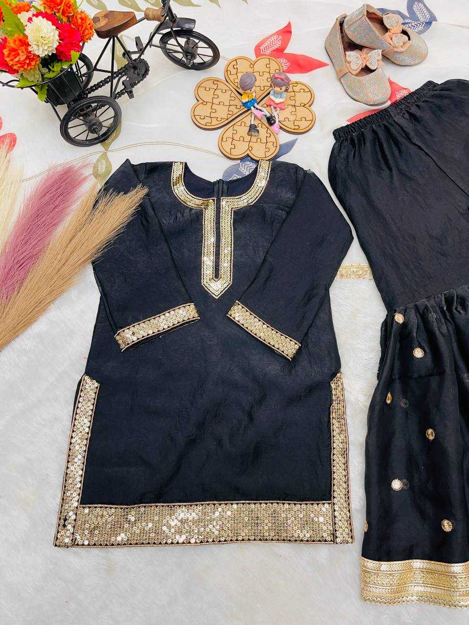 Ynf Pure Silk KESH415 243 Kids Wear Wholesale Kids Sharara Kids Designer Frock Kids Party Wear Ethnic Manufacturer- Kapda Export