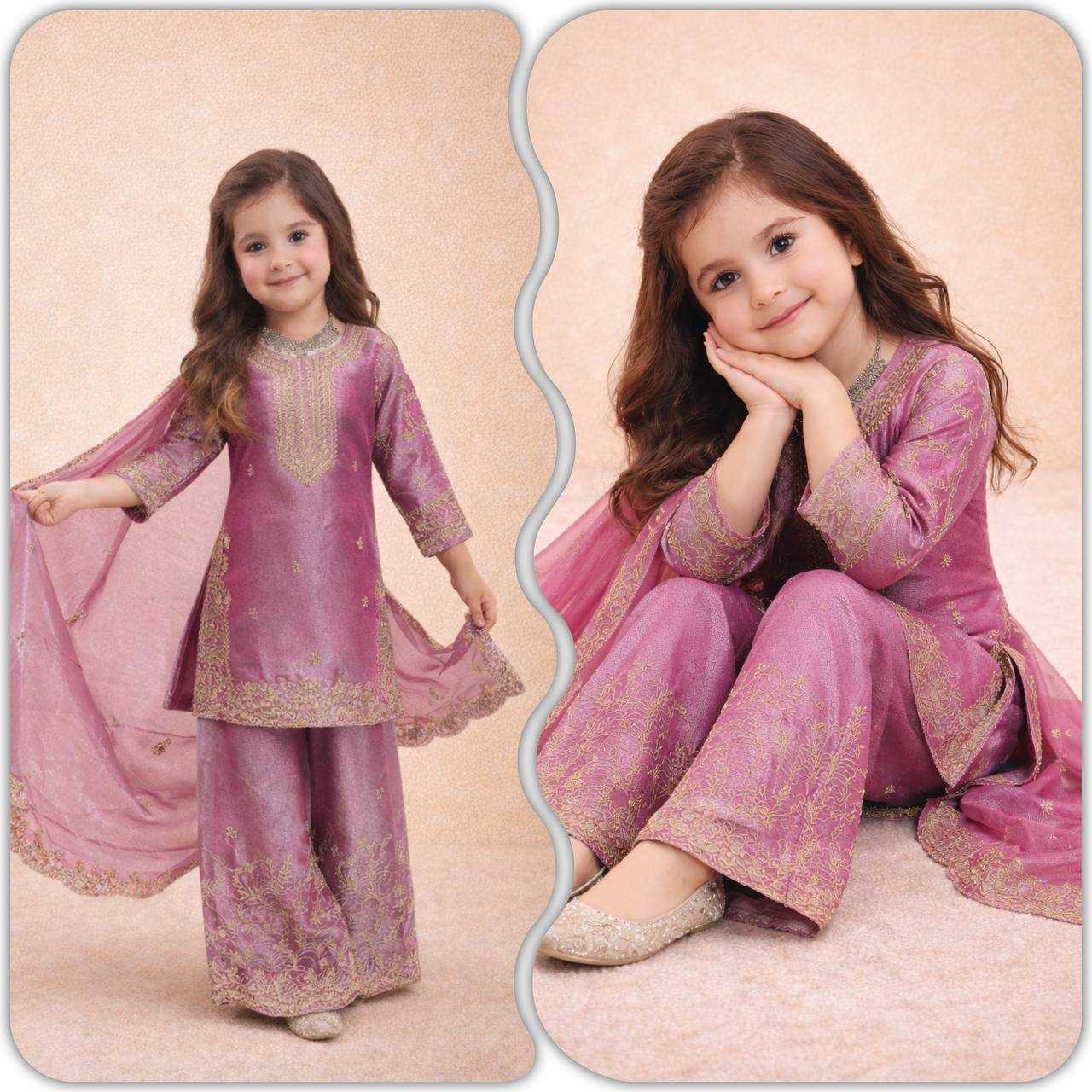 Ynf Pure Silk KESH415 244 Kids Wear Wholesale Kids Sharara Kids Designer Frock Kids Party Wear Ethnic Manufacturer- Kapda Export