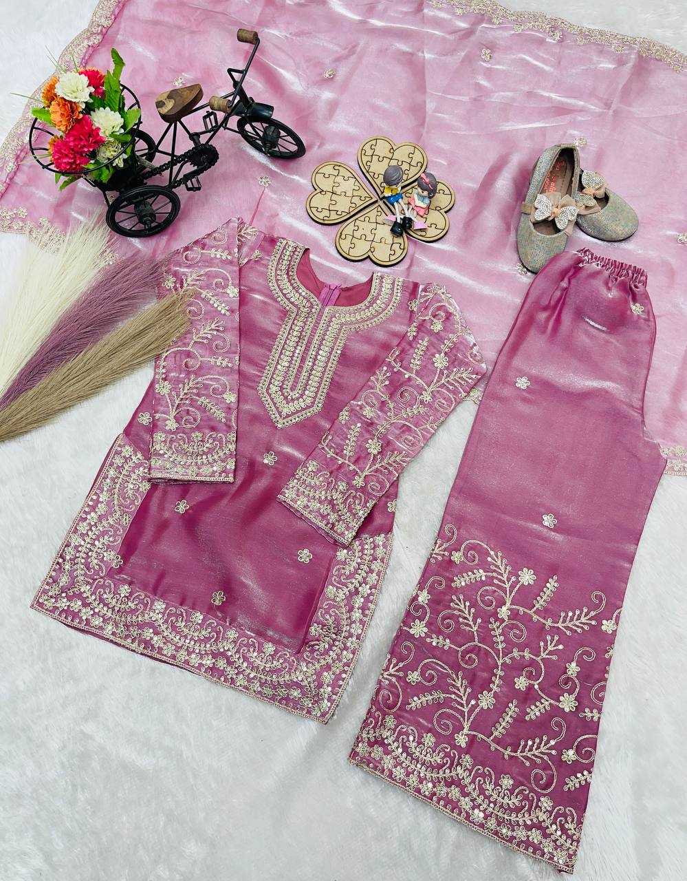Ynf Pure Silk KESH415 244 Kids Wear Wholesale Kids Sharara Kids Designer Frock Kids Party Wear Ethnic Manufacturer- Kapda Export