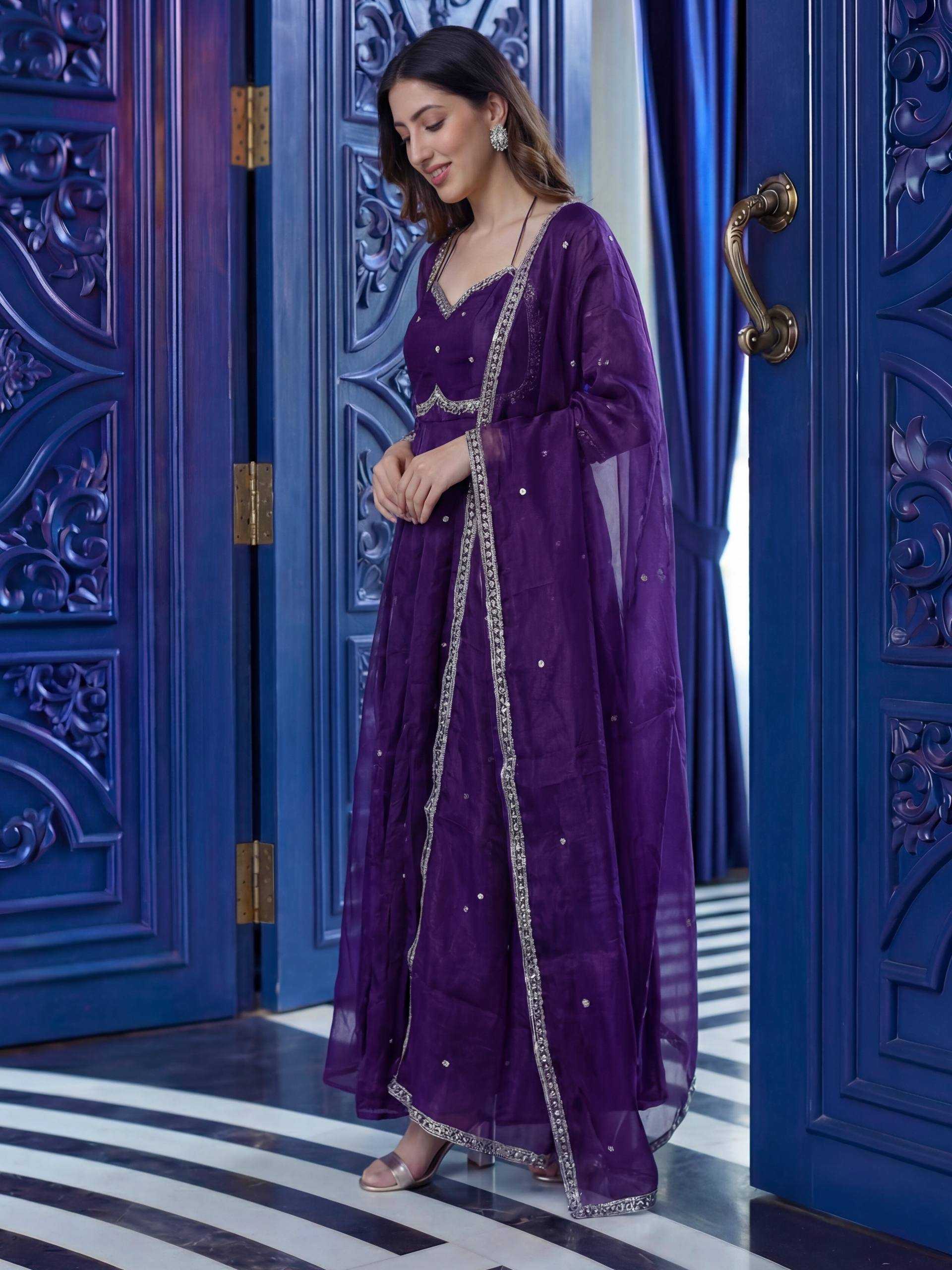 Ynf Pure Silk KESH533 5153 Gowns Wholesale Embroidery Gowns Designer Gowns Sequin Gowns Manufacturer- Kapda Export