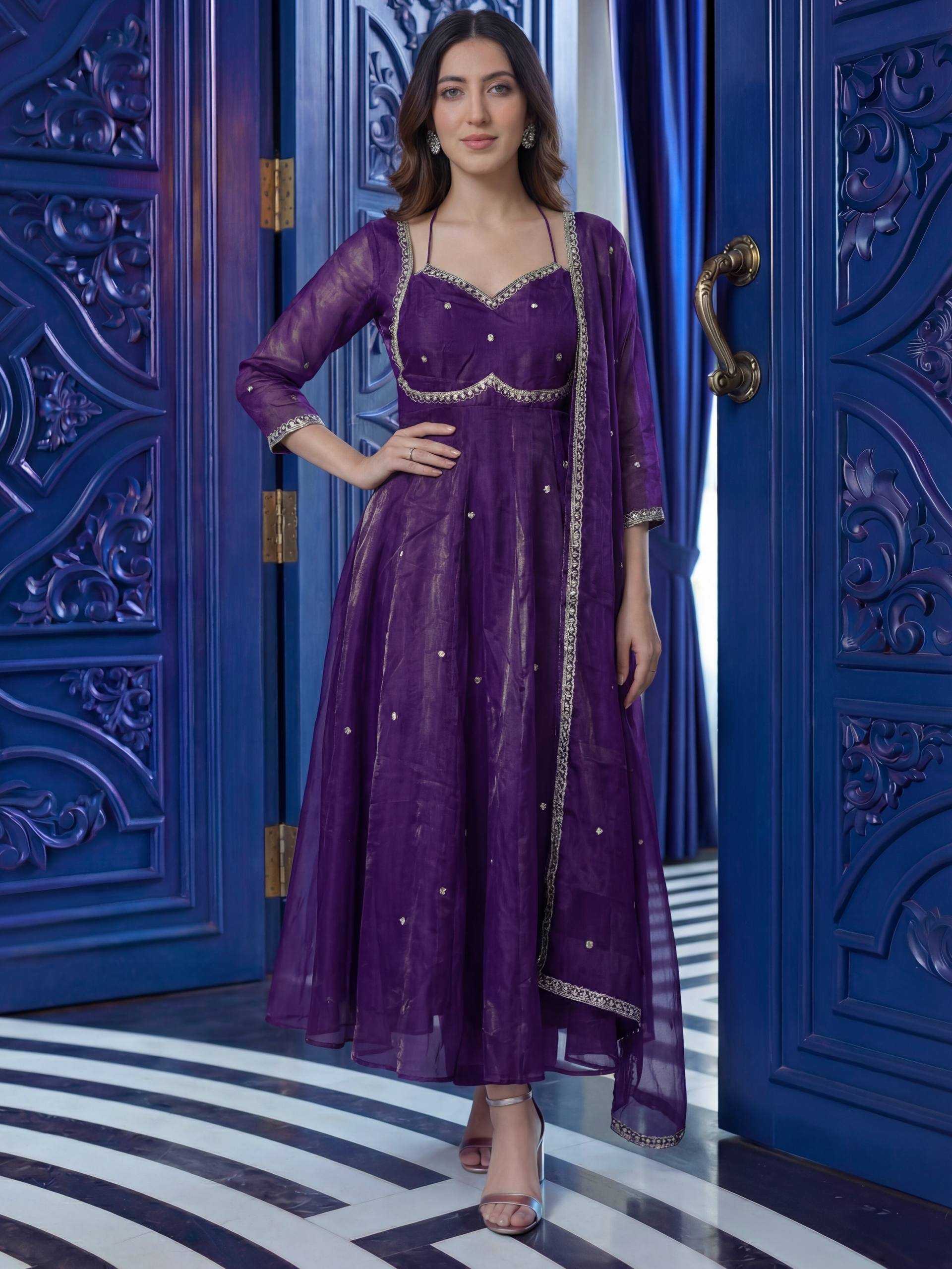 Ynf Pure Silk KESH533 5153 Gowns Wholesale Embroidery Gowns Designer Gowns Sequin Gowns Manufacturer- Kapda Export